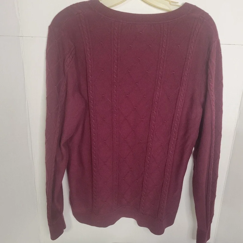 Banana‎ Republic Sweater XL Maroon Cable Knit Long Sleeve Pullover winter warm